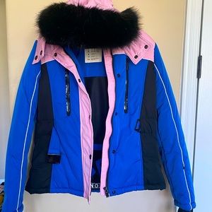 Blue and pink ski set